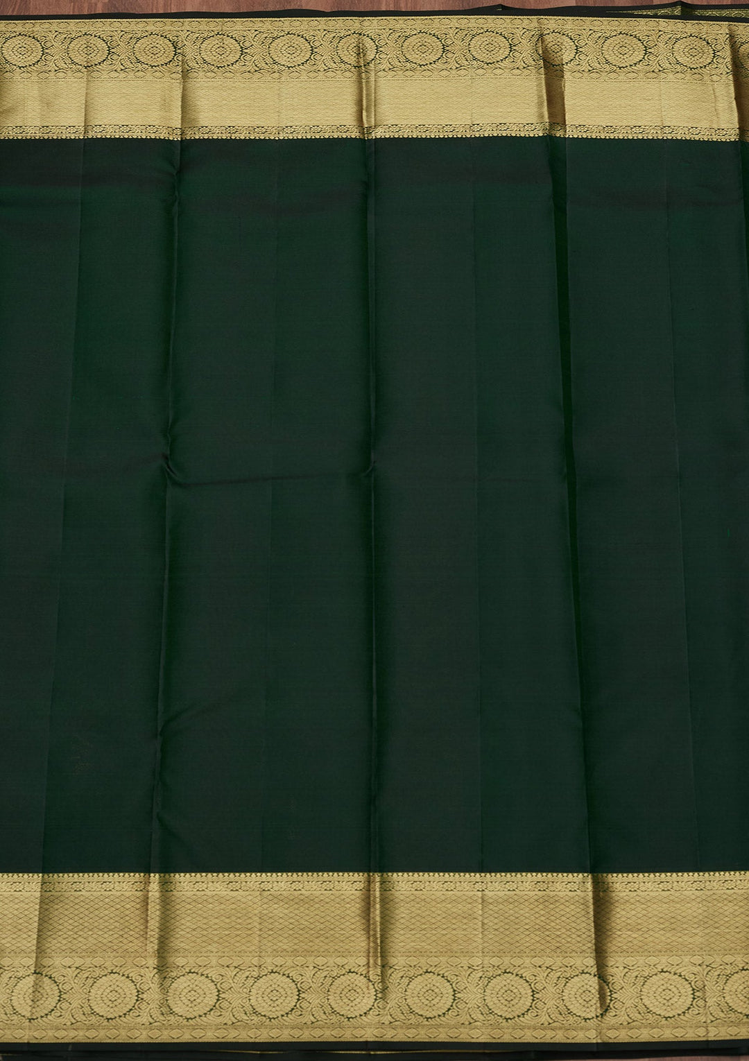 Bottle Green Zariwork (Gold) Pure Silk Saree
