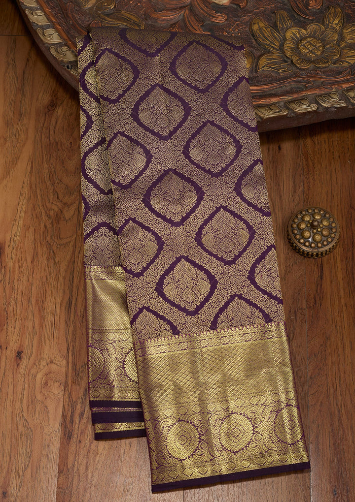 Purple Zariwork (Gold) Pure Silk Saree