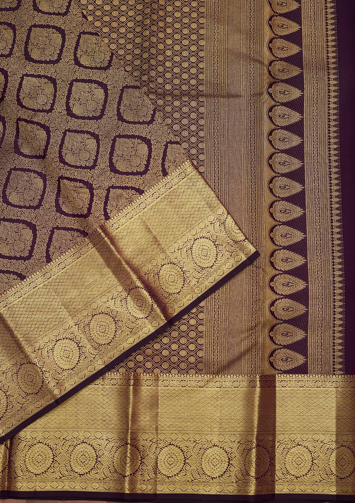 Purple Zariwork (Gold) Pure Silk Saree