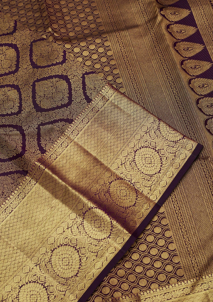 Purple Zariwork (Gold) Pure Silk Saree