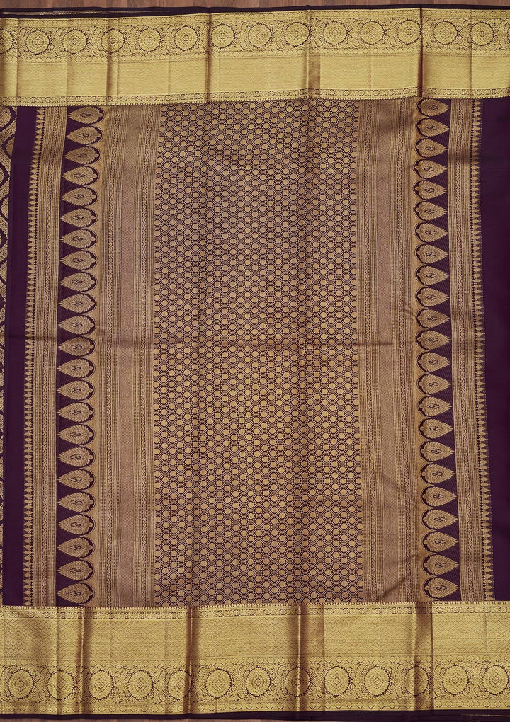 Purple Zariwork (Gold) Pure Silk Saree
