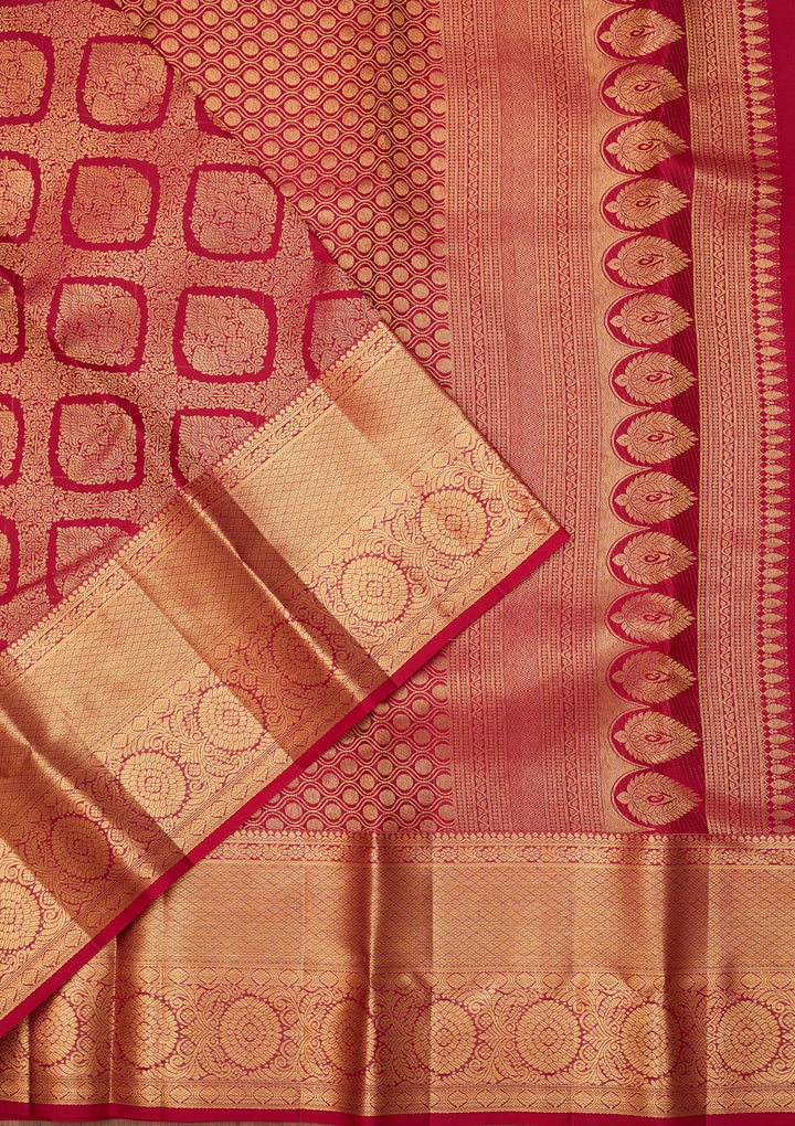Rani Pink Dharmavaram Pure Silk Saree With Matching Blouse Piece