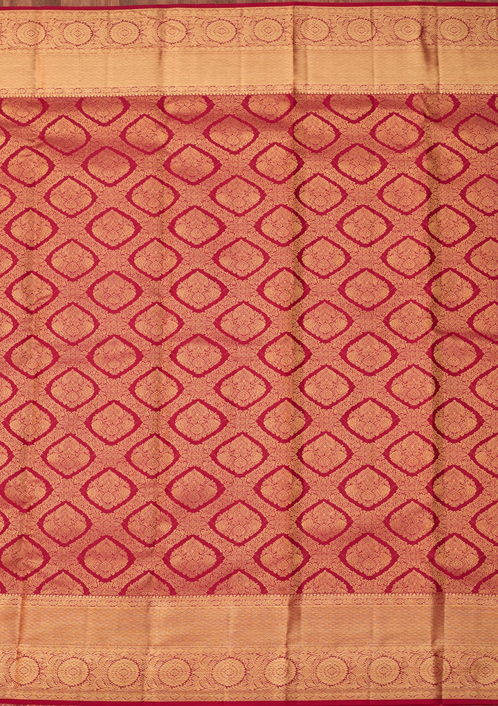 Rani Pink Dharmavaram Pure Silk Saree With Matching Blouse Piece