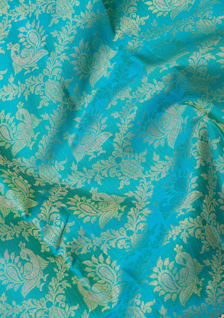 Turquoise Blue Kanjivaram Pure Silk Saree