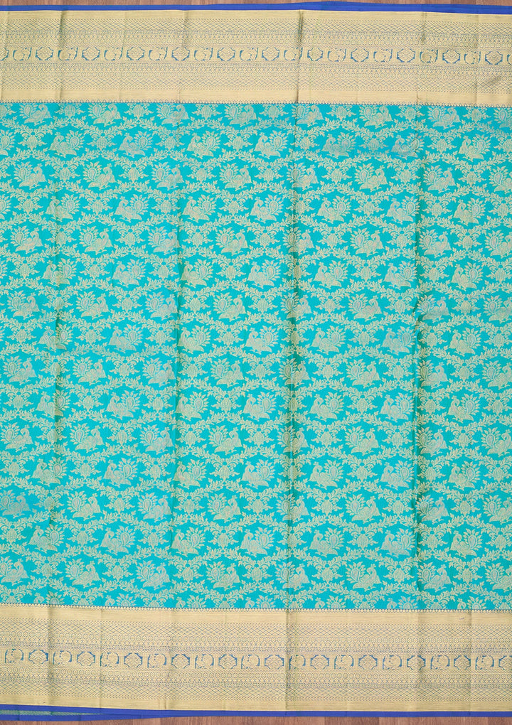 Turquoise Blue Kanjivaram Pure Silk Saree