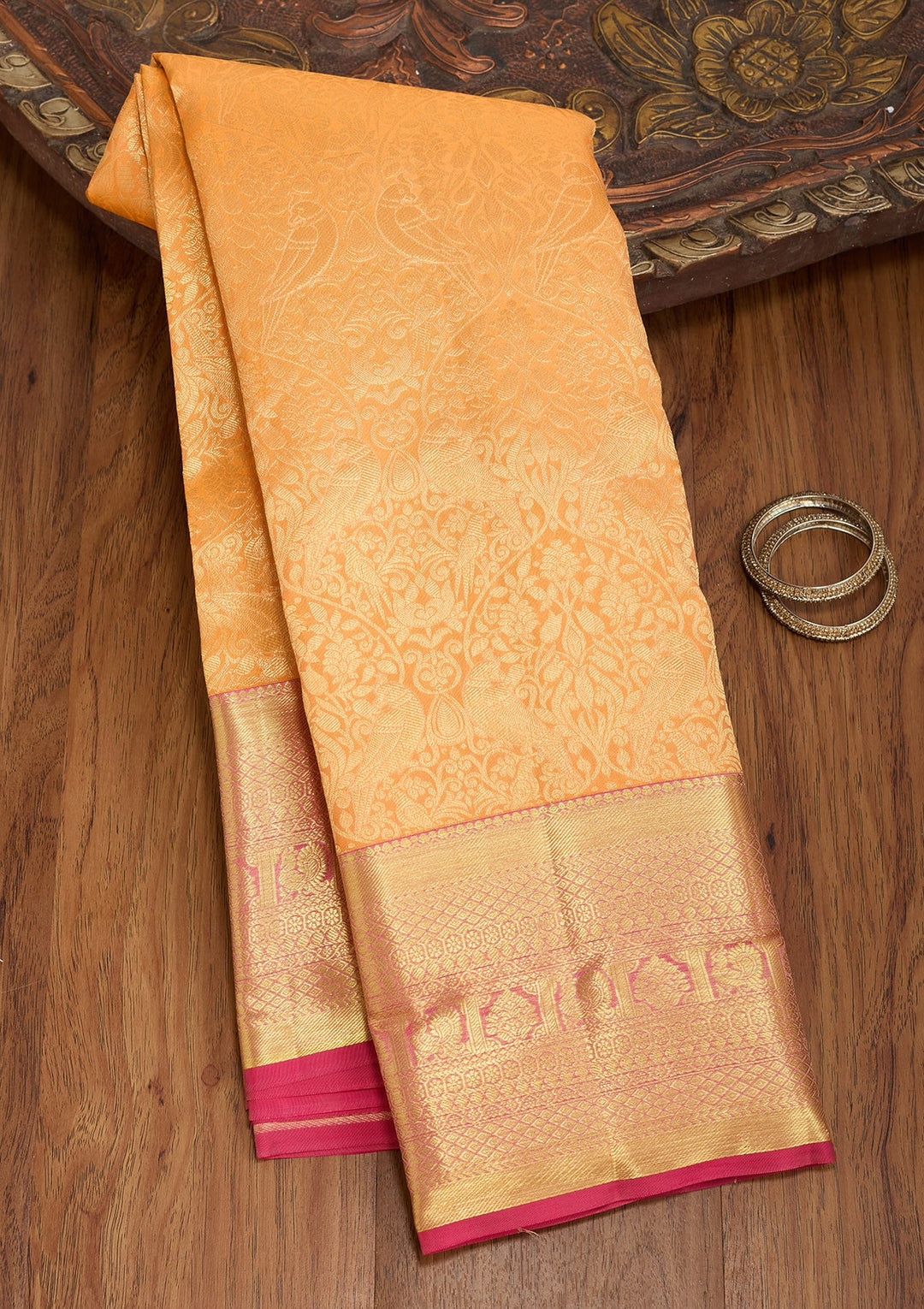 Orange Kanjivaram Pure Silk Saree