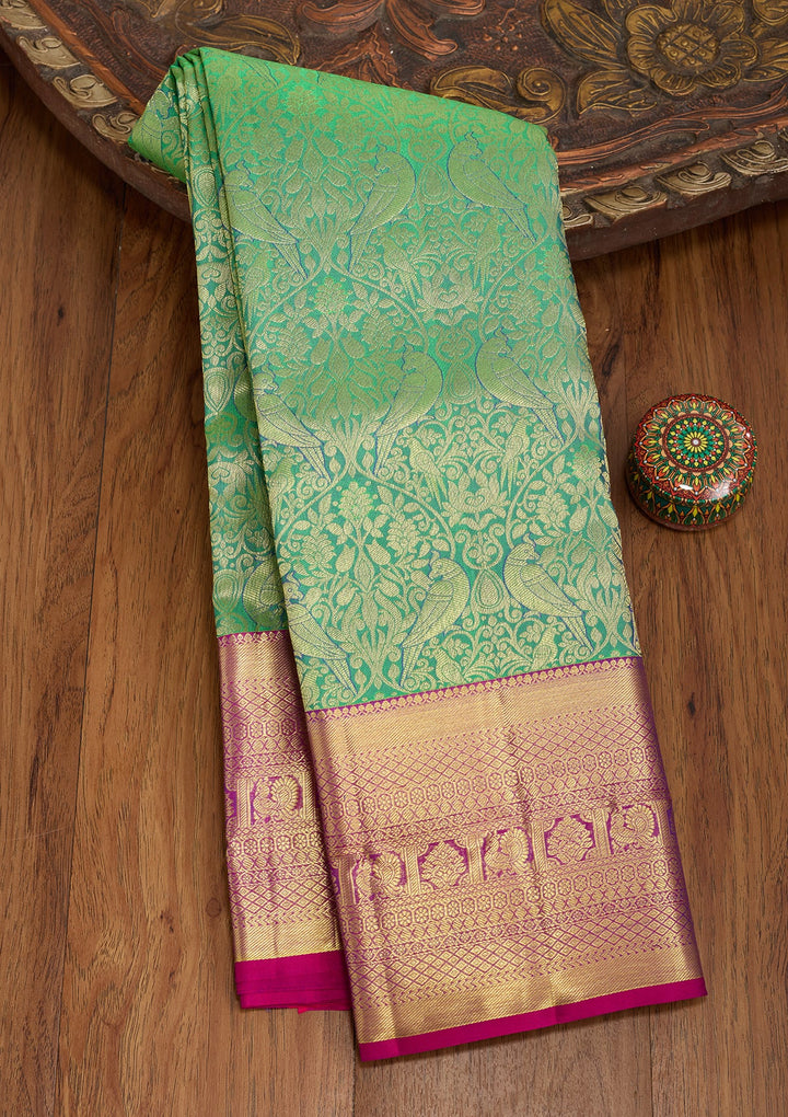 Rama Green Kanjivaram Pure Silk Saree