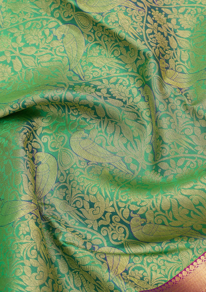 Rama Green Kanjivaram Pure Silk Saree