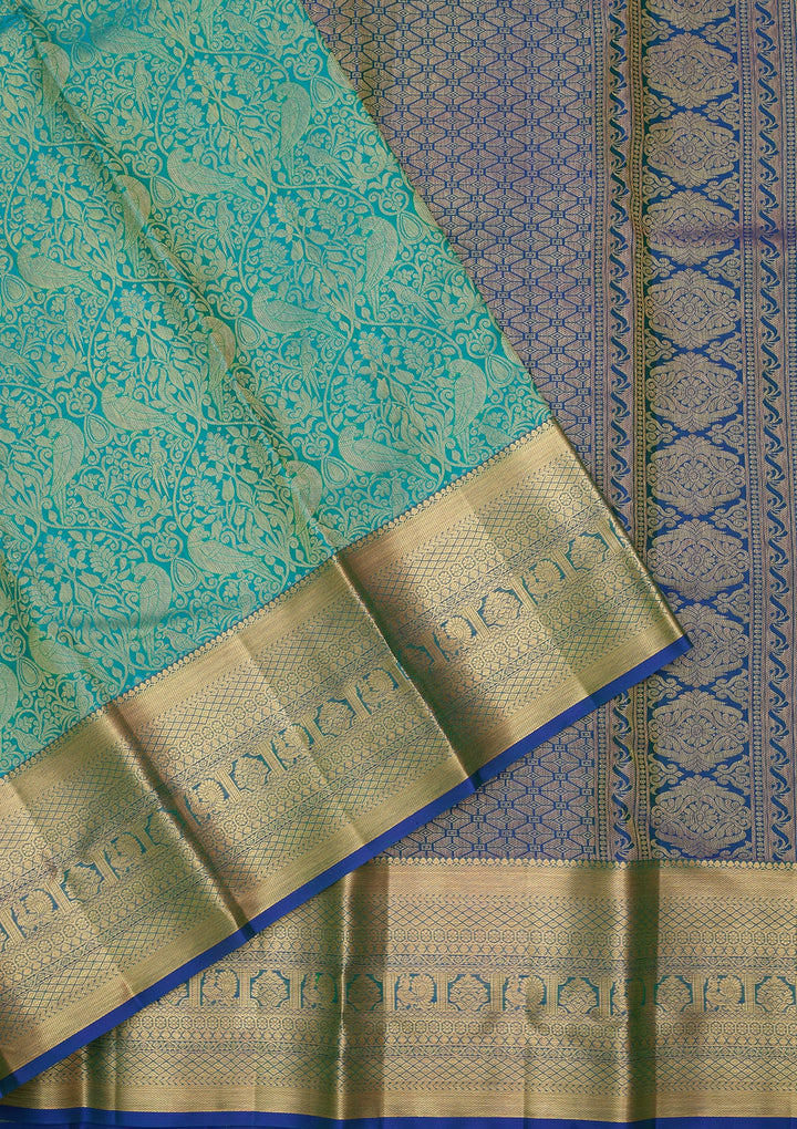 Turquoise Blue Kanjivaram Pure Silk Saree