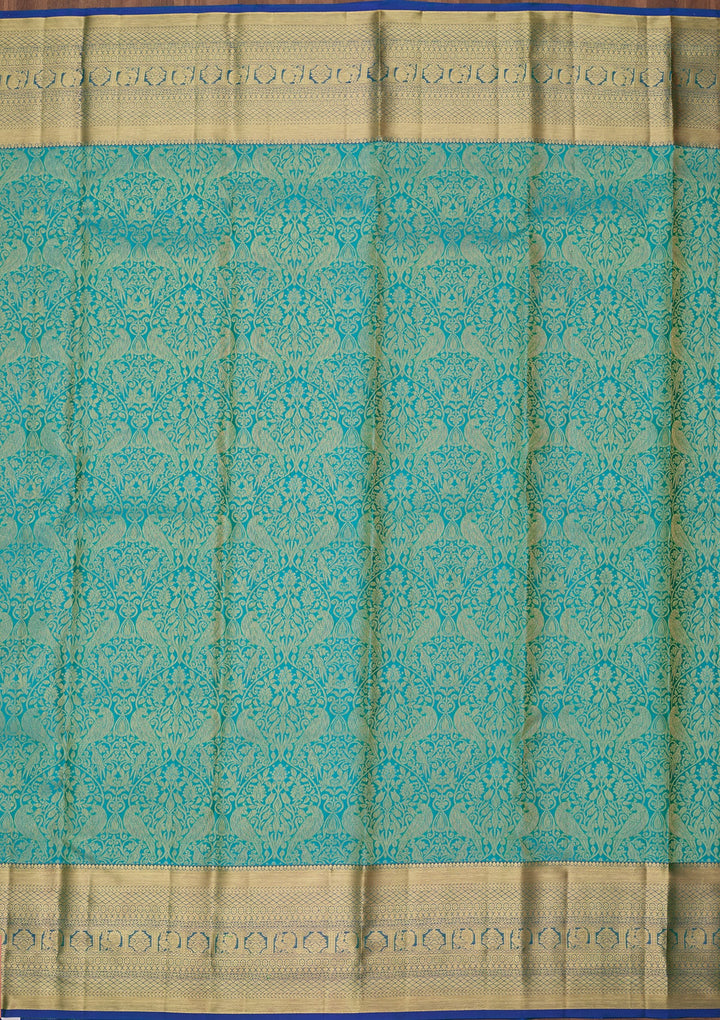 Turquoise Blue Kanjivaram Pure Silk Saree