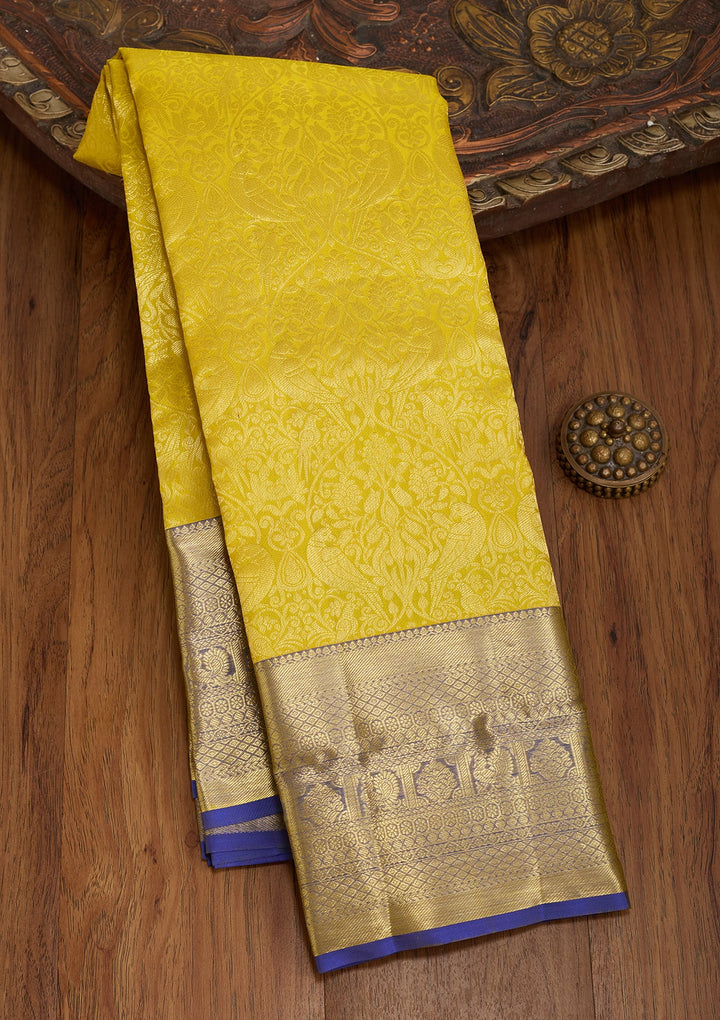 Yellow Kanjivaram Pure Silk Saree