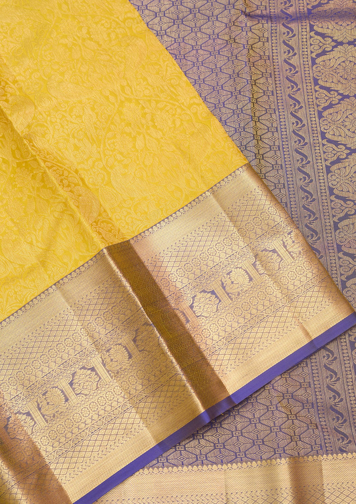 Yellow Kanjivaram Pure Silk Saree