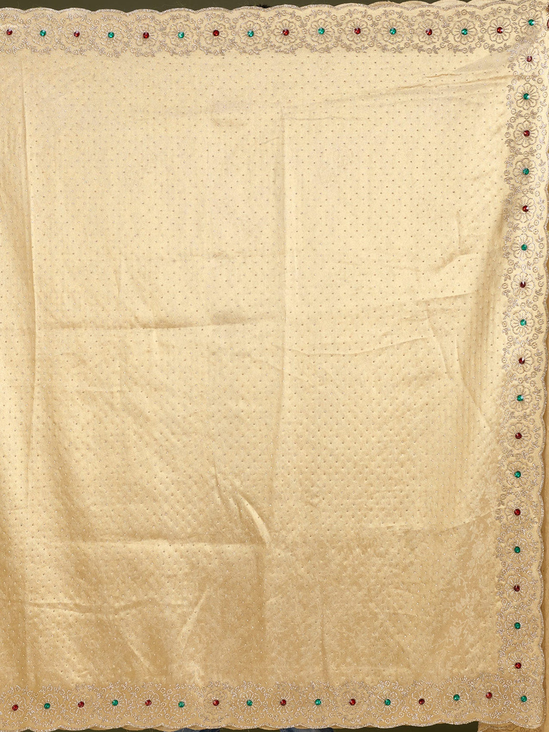 Gold Organza Silver Stonework Saree With Matching Blouse Piece