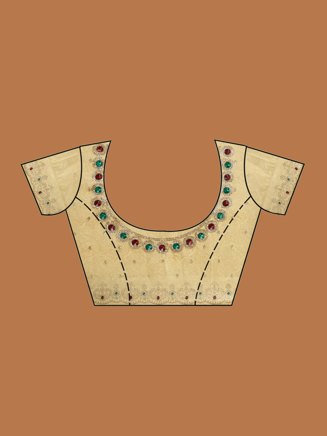 Gold Organza Silver Stonework Saree With Matching Blouse Piece