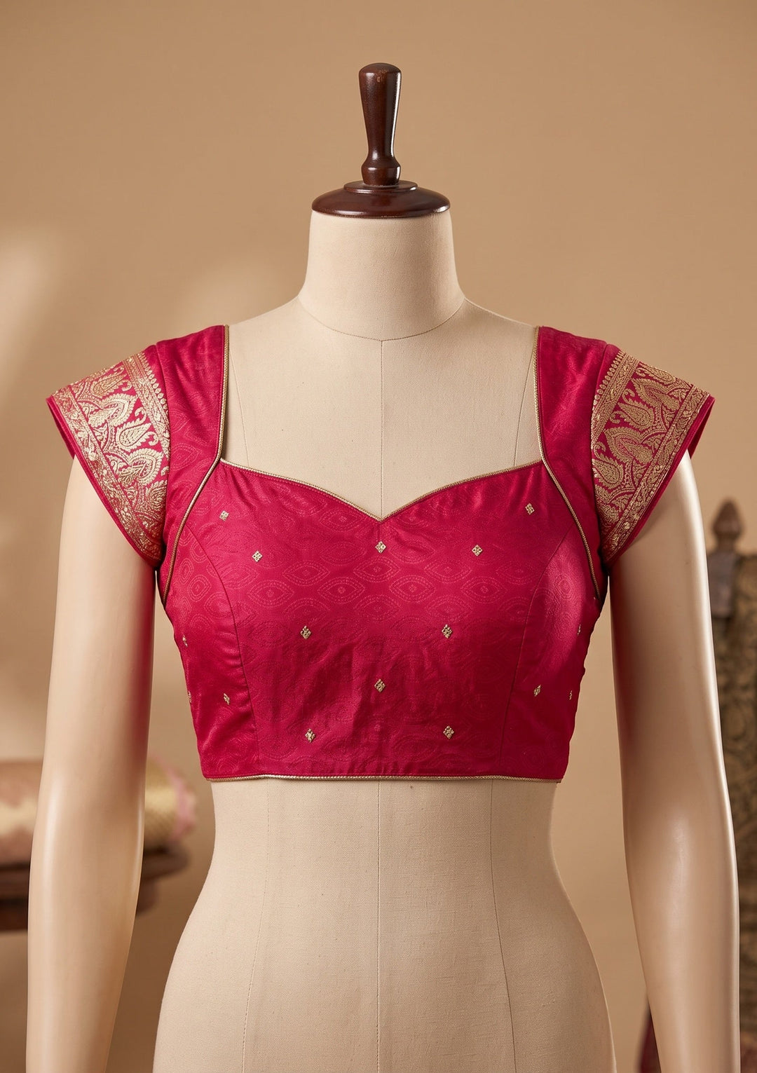 Rani Pink Silk Buti Cutdana Saree With Matching Blouse Piece