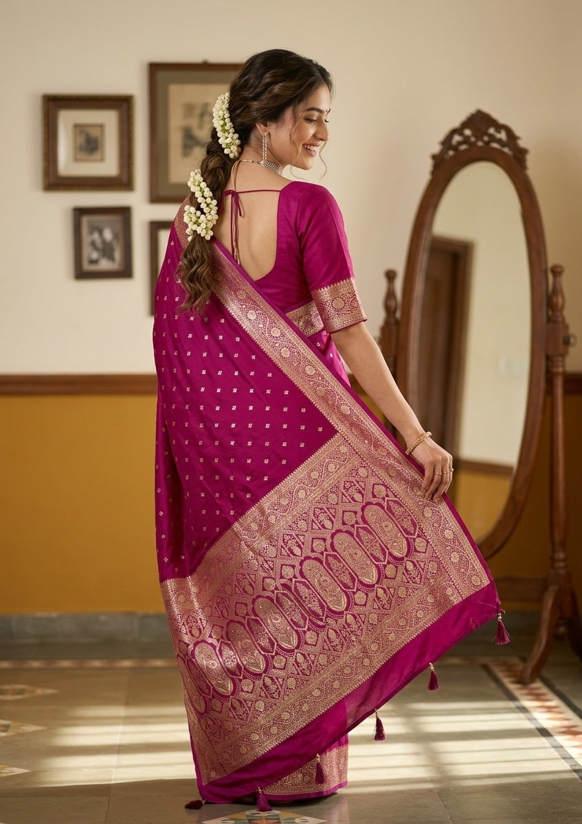 Wine Stonework (Gold) Art Silk Saree