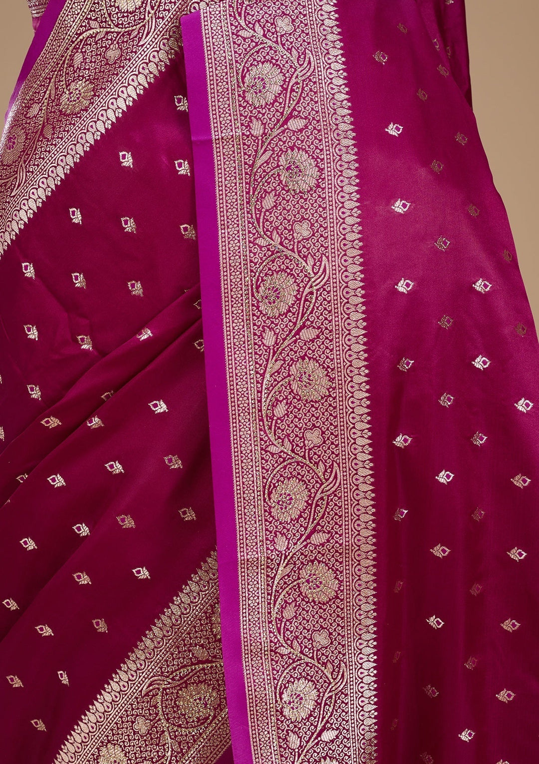 Wine Stonework (Gold) Art Silk Saree