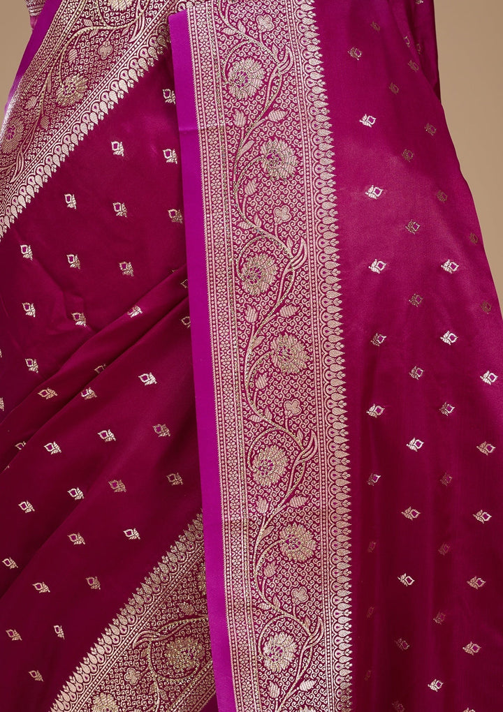 Wine Stonework (Gold) Art Silk Saree
