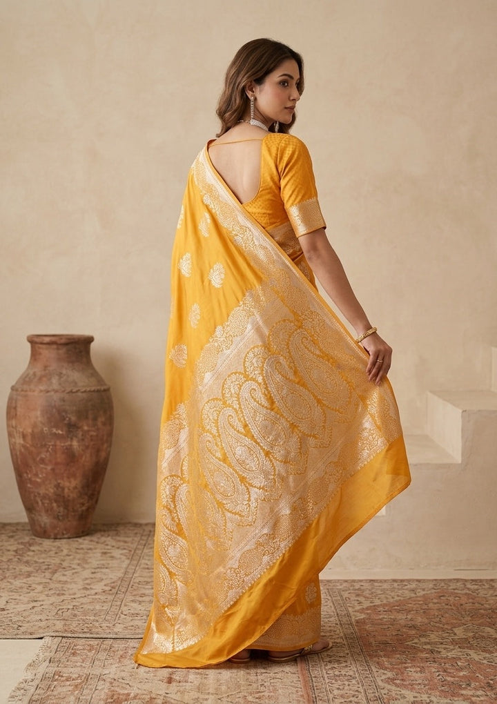 Mustard Stonework (Gold) Art Silk Saree