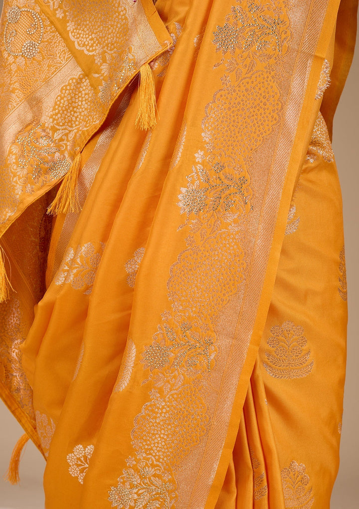 Mustard Stonework (Gold) Art Silk Saree