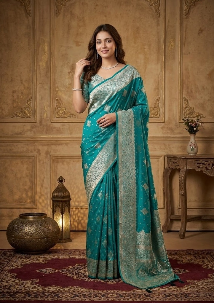 Red Stonework (Gold) Art Silk Saree