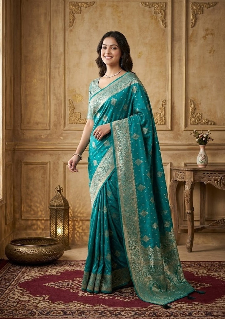 Red Stonework (Gold) Art Silk Saree