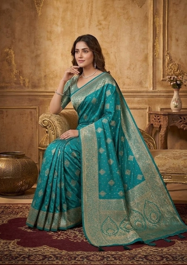 Red Stonework (Gold) Art Silk Saree