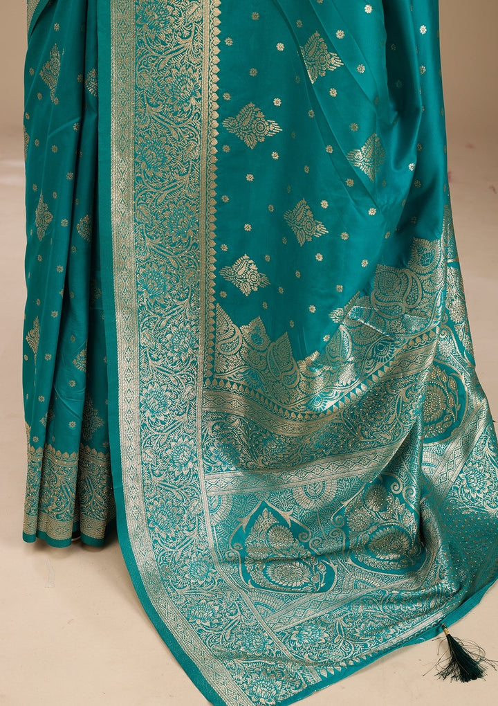 Red Stonework (Gold) Art Silk Saree