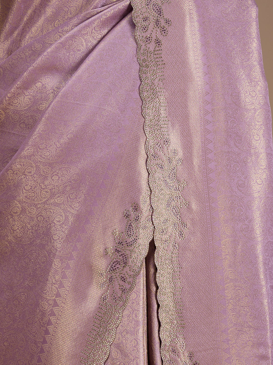Lavender Stonework (Gold) Art Silk Saree