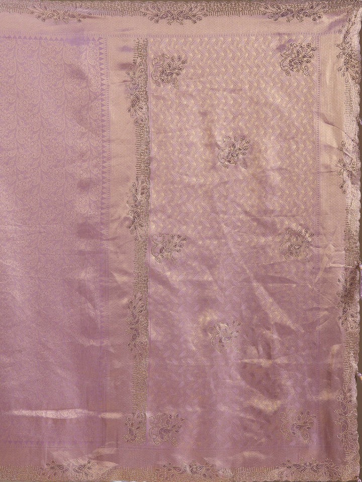 Lavender Stonework (Gold) Art Silk Saree