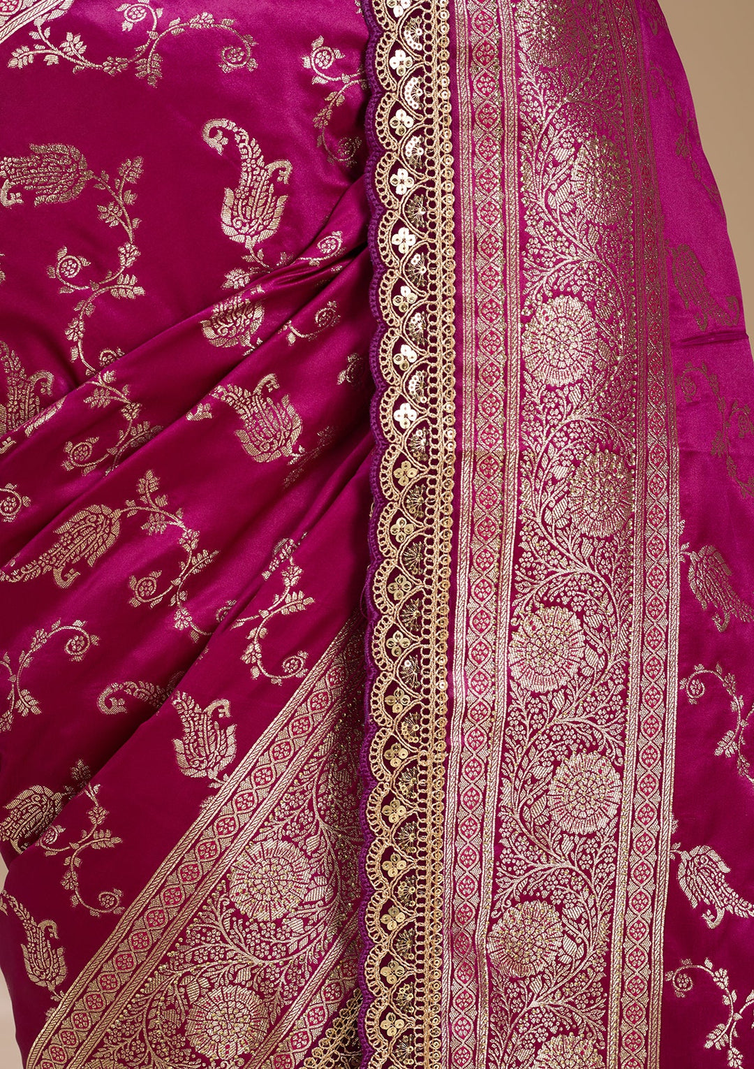 Wine Stonework (Gold) Art Silk Saree