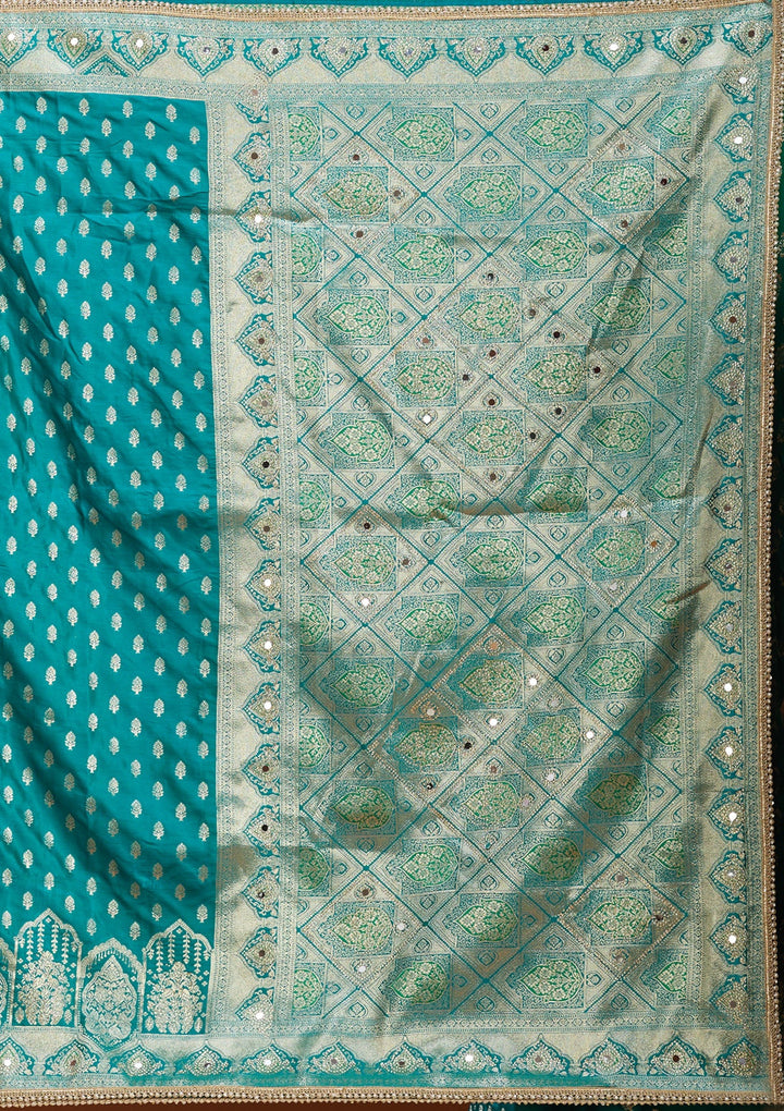 Rama Green Stonework (Gold) Silk Saree
