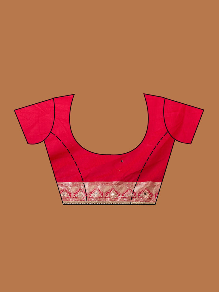 Red Silk Buti Gold Stonework Saree With Matching Blouse Piece
