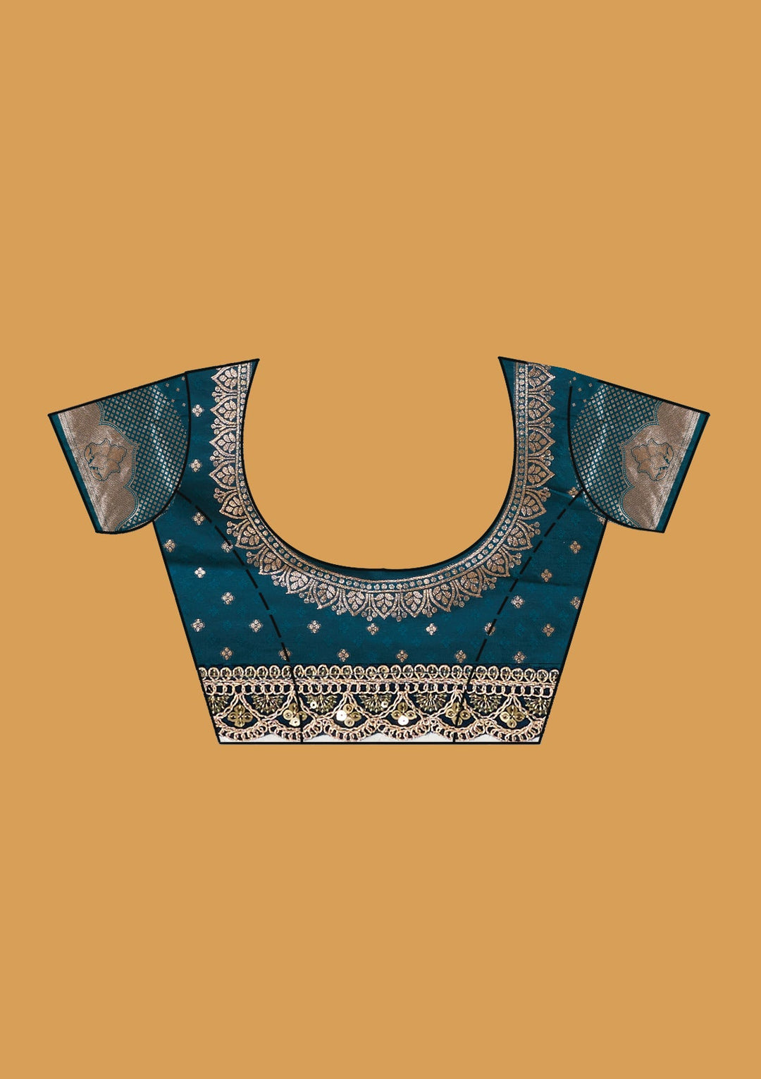 Peacock Blue Stonework (Gold) Art Silk Saree