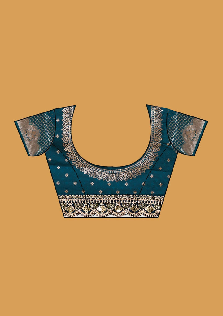 Peacock Blue Stonework (Gold) Art Silk Saree