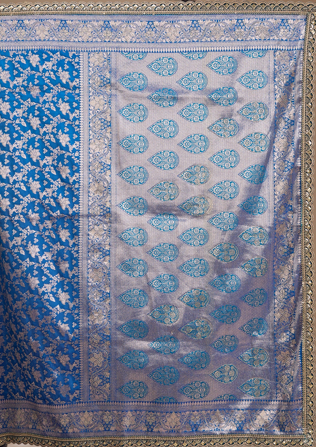 Royal Blue Stonework (Gold) Art Silk Saree