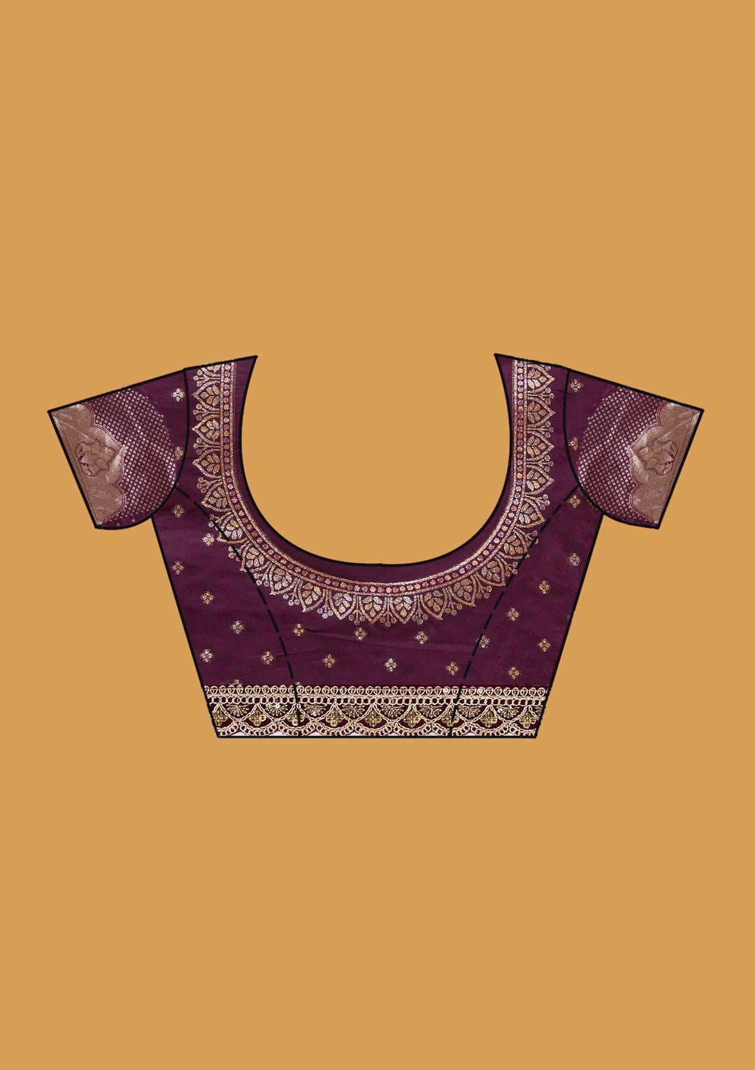 Wine Stonework (Gold) Art Silk Saree