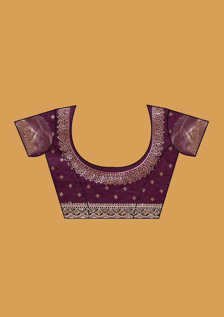 Wine Stonework (Gold) Art Silk Saree