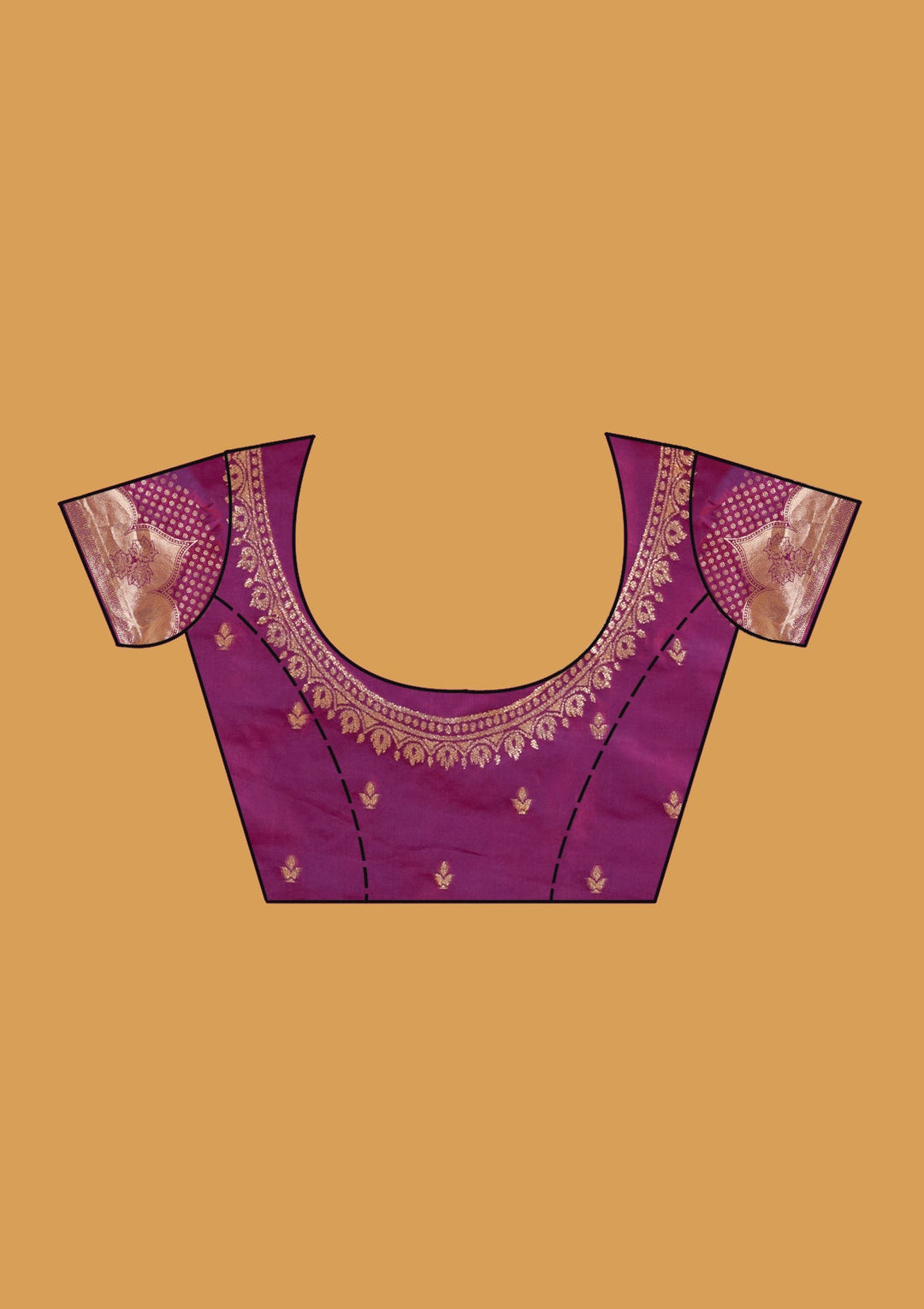 Purple Silk Jaal Gold Stonework Saree With Matching Blouse Piece