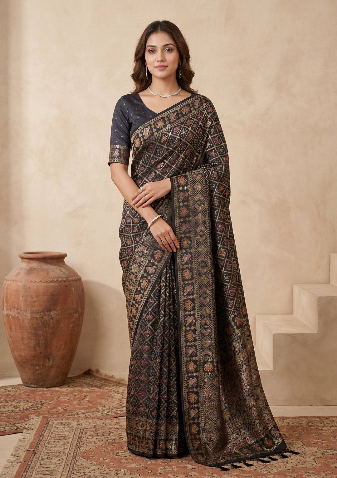 Black Patola Art Silk Saree