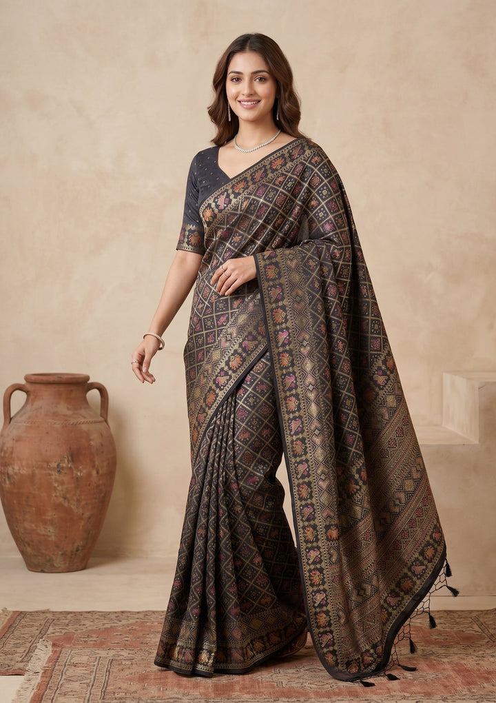 Black Patola Art Silk Saree