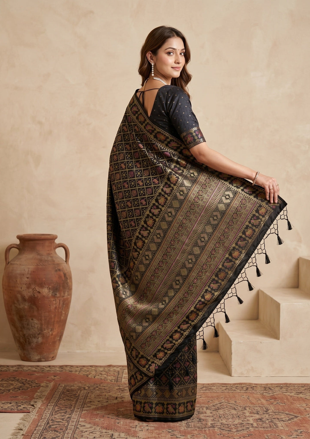 Black Patola Art Silk Saree