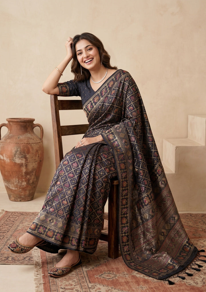 Black Patola Art Silk Saree