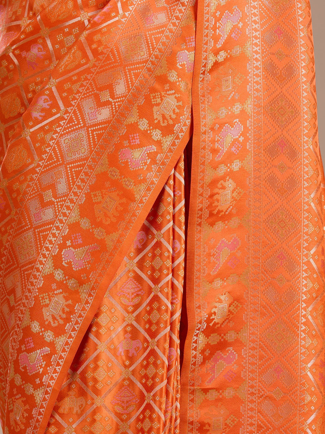 Rust Patola Art Silk Saree