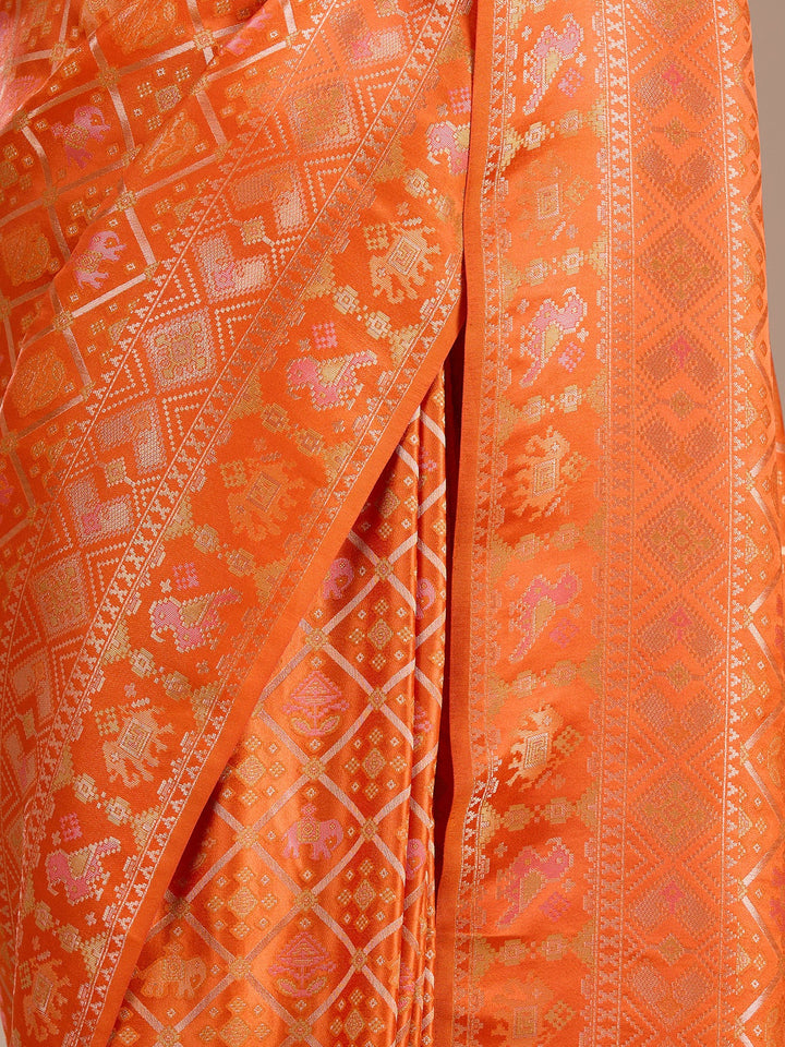Rust Patola Art Silk Saree