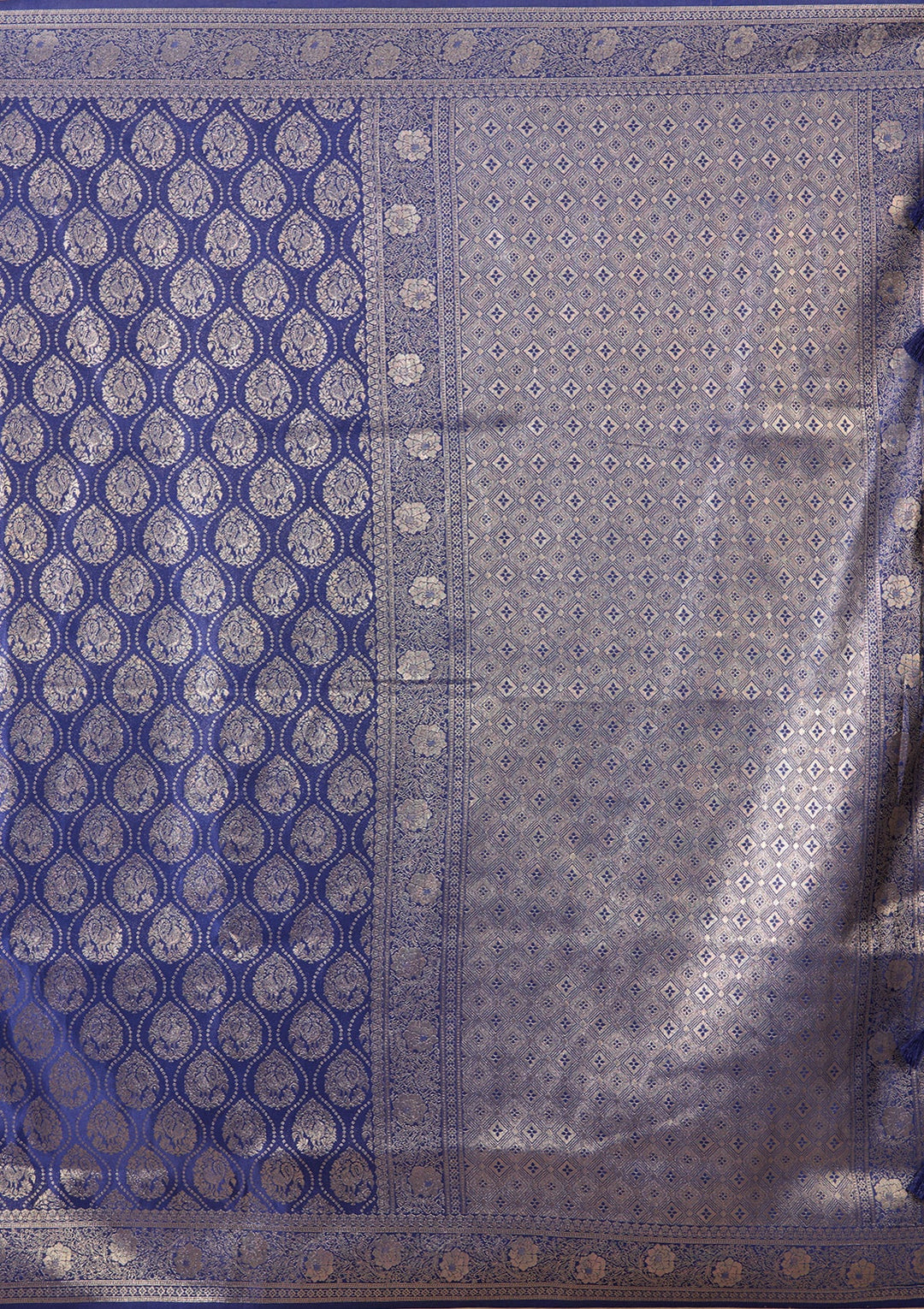 Navy Blue Banarasi Art Silk Saree With Matching Blouse Piece
