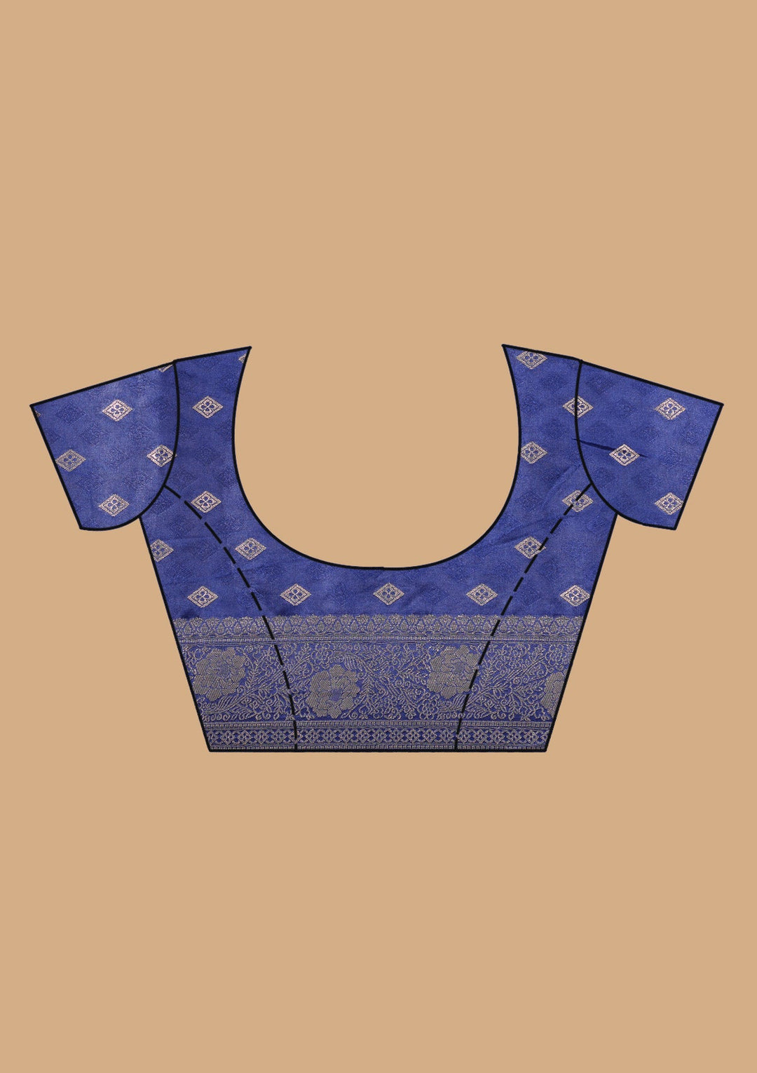 Navy Blue Banarasi Art Silk Saree With Matching Blouse Piece