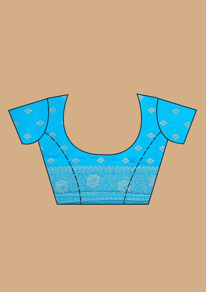 Turquoise Blue Banarasi Art Silk Saree With Matching Blouse Piece