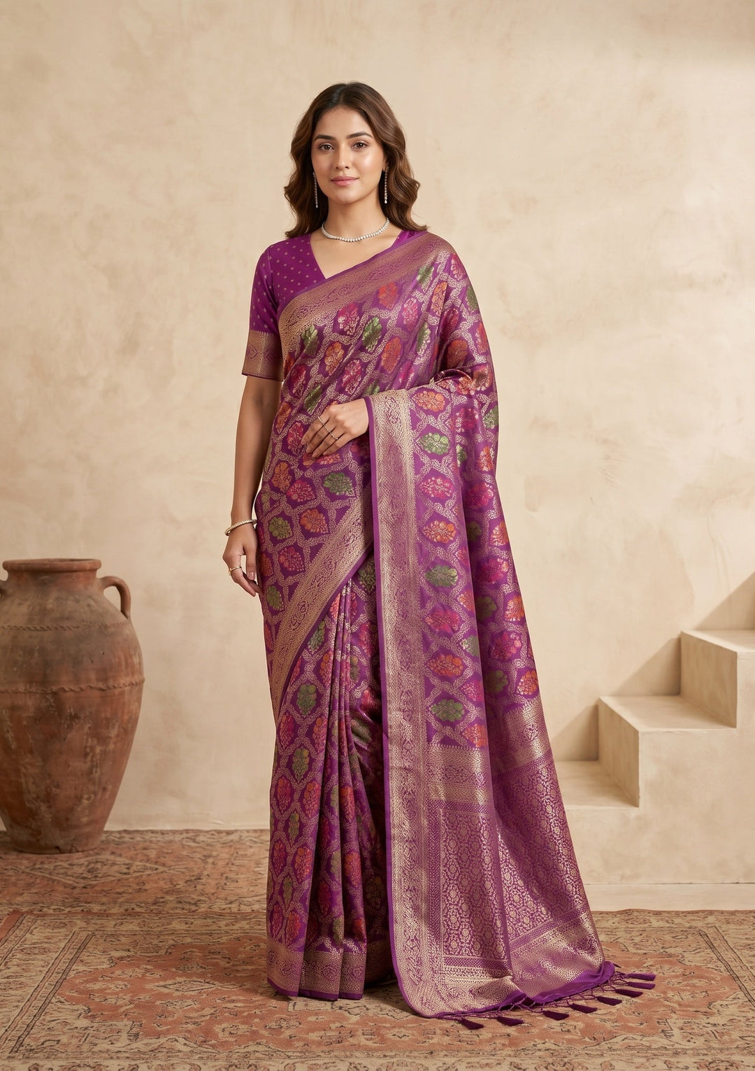 Purple Banarasi Art Silk Saree
