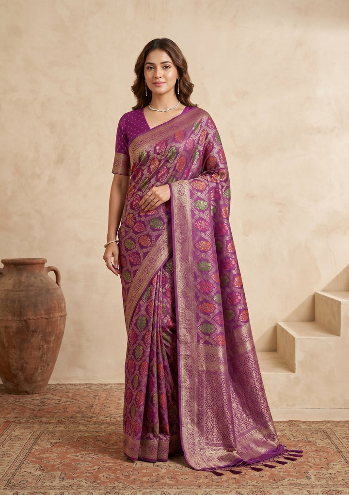 Purple Banarasi Art Silk Saree
